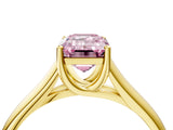 Yellow gold Fancy Pink Emerald Cut Solitaire Engagement Ring with Tapered Band and Four-Prong Setting_7