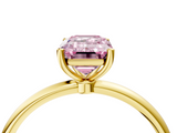 Yellow gold Fancy Pink Emerald  Cut Solitaire Engagement Ring with Thin Band and Four-Prong Setting_7