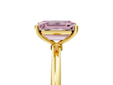 Yellow gold Fancy Pink Emerald  Cut Solitaire Engagement Ring with Thin Band and Four-Prong Setting_8