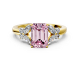 Yellow gold Fancy Pink Emerald  Cut Solitaire Floral Diamond Ring with Four-Prong Setting_37