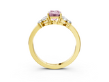Yellow gold Fancy Pink Emerald  Cut Solitaire Floral Diamond Ring with Four-Prong Setting_40