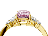 Yellow gold Fancy Pink Emerald  Cut Solitaire Floral Diamond Ring with Four-Prong Setting_41