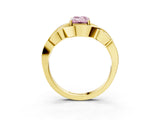 Yellow gold Fancy Pink Emerald Cut Solitaire Intertwined Band Prong Setting Ring_3