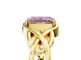 Yellow gold Fancy Pink Emerald Cut Solitaire Intertwined Band Prong Setting Ring_5