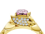 Yellow gold Fancy Pink Emerald Cut Solitaire Leaf-Inspired Engagement Ring with Prong Setting_16