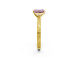 Yellow gold Fancy Pink Emerald Cut Solitaire Milgrain Engraved Band with Four-Prong Setting_2