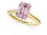 Yellow gold Fancy Pink Emerald  Cut Solitaire Ring with Cathedral Band and Four-Prong Setting_53