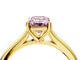 Yellow gold Fancy Pink Emerald  Cut Solitaire Ring with Cathedral Band and Four-Prong Setting_56