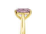 Yellow gold Fancy Pink Emerald  Cut Solitaire Ring with Cathedral Band and Four-Prong Setting_57