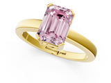 Yellow gold Fancy Pink Emerald  Cut Solitaire Ring with Four-Prong Setting and Classic Band_29