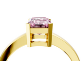Yellow gold Fancy Pink Emerald  Cut Solitaire Ring with Four-Prong Setting and Classic Band_32