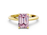 Yellow gold Fancy Pink Emerald  Cut Solitaire Ring with Four-Prong Setting on a Classic Band_47