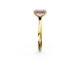 Yellow gold Fancy Pink Emerald  Cut Solitaire Ring with Thin Band and Four-Prong Setting_18