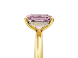 Yellow gold Fancy Pink Emerald  Cut Solitaire Ring with Thin Band and Four-Prong Setting_21