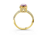 Yellow gold Fancy Pink Emerald Cut Solitaire Split Shank Pave Diamond Engagement Ring with Four-Prong Setting_3