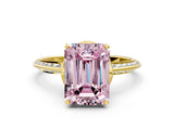 Yellow gold Fancy Pink Emerald Cut Solitaire Split Shank Pave Diamond Engagement Ring with Four-Prong Setting_36