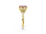 Yellow gold Fancy Pink Emerald Cut Solitaire Split Shank Pave Diamond Engagement Ring with Four-Prong Setting_38