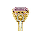 Yellow gold Fancy Pink Emerald Cut Solitaire Split Shank Pave Diamond Engagement Ring with Four-Prong Setting_41