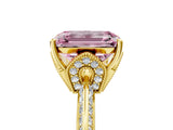 Yellow gold Fancy Pink Emerald Cut Solitaire Split Shank Pave Diamond Engagement Ring with Four-Prong Setting_5