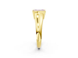 Yellow gold Fancy Pink Emerald Cut Solitaire Tension Set Diamond Ring with Split Shank Band_2