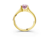 Yellow gold Fancy Pink Emerald Cut Solitaire Tension Set Diamond Ring with Split Shank Band_3