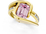 Yellow gold Fancy Pink Emerald Cut Solitaire Tension-Set Diamond Split Shank Ring_1
