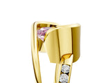 Yellow gold Fancy Pink Emerald Cut Solitaire Tension-Set Diamond Split Shank Ring_5
