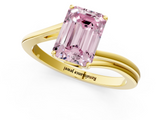 Yellow gold Fancy Pink Emerald  Cut Solitaire Twist Band Ring with Four-Prong Setting_21