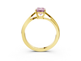 Yellow gold Fancy Pink Emerald  Cut Solitaire Twist Band Ring with Four-Prong Setting_23