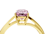 Yellow gold Fancy Pink Emerald  Cut Solitaire Twist Band Ring with Four-Prong Setting_24