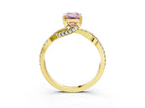 Yellow gold Fancy Pink Emerald Cut Solitaire Twist Pave Diamond Engagement Ring with Prong Setting_27