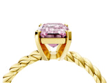 Yellow gold Fancy Pink Emerald  Cut Solitaire Twisted Band with Four-Prong Setting_108