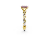 Yellow gold Fancy Pink Emerald Cut Solitaire Twisted Pave Band with Four-Prong Setting_17