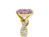 Yellow gold Fancy Pink Emerald Cut Solitaire Twisted Pave Band with Four-Prong Setting_20