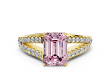 Yellow gold Fancy Pink Emerald  Cut Split Shank Pave Diamond Engagement Ring with Four-Prong Setting_24