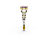 Yellow gold Fancy Pink Emerald  Cut Split Shank Pave Diamond Engagement Ring with Four-Prong Setting_26