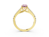 Yellow gold Fancy Pink Emerald  Cut Split Shank Pave Diamond Engagement Ring with Four-Prong Setting_27