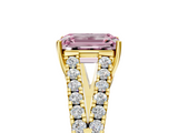 Yellow gold Fancy Pink Emerald  Cut Split Shank Pave Diamond Engagement Ring with Four-Prong Setting_29