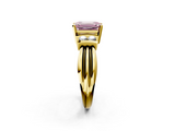Yellow gold Fancy Pink Emerald  Cut Three-Stone Channel Set Ring with Bar Prongs_66