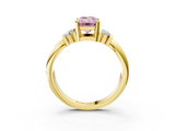 Yellow gold Fancy Pink Emerald  Cut Three-Stone Channel Set Ring with Bar Prongs_67