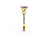 Yellow gold Fancy Pink Emerald  Cut Three-Stone Diamond Pavé Band with Prong Setting_13