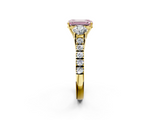 Yellow gold Fancy Pink Emerald  Cut Three-Stone Diamond Pave Band with Prong Setting_38