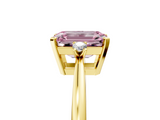 Yellow gold Fancy Pink Emerald  Cut Three-Stone Solitaire Ring with Round Accent Diamonds and Four-Prong Setting_25