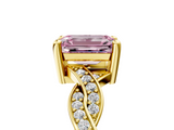 Yellow gold Fancy Pink Emerald  Cut Twisted Pavé Band Solitaire Ring with Four-Prong Setting_60