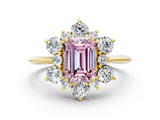 Yellow gold Fancy Pink Emerald  Diamond Cluster Halo Ring with Solitaire Band and Four-Prong Setting_20