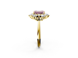 Yellow gold Fancy Pink Emerald  Diamond Cluster Halo Ring with Solitaire Band and Four-Prong Setting_22