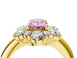 Yellow gold Fancy Pink Emerald  Diamond Cluster Halo Ring with Solitaire Band and Four-Prong Setting_24