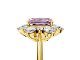 Yellow gold Fancy Pink Emerald  Diamond Cluster Halo Ring with Solitaire Band and Four-Prong Setting_25