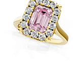 Yellow gold Fancy Pink Emerald  Diamond Cluster Halo Solitaire with Four-Prong Setting_94