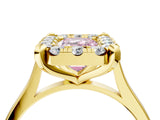 Yellow gold Fancy Pink Emerald  Diamond Cluster Halo Solitaire with Four-Prong Setting_97